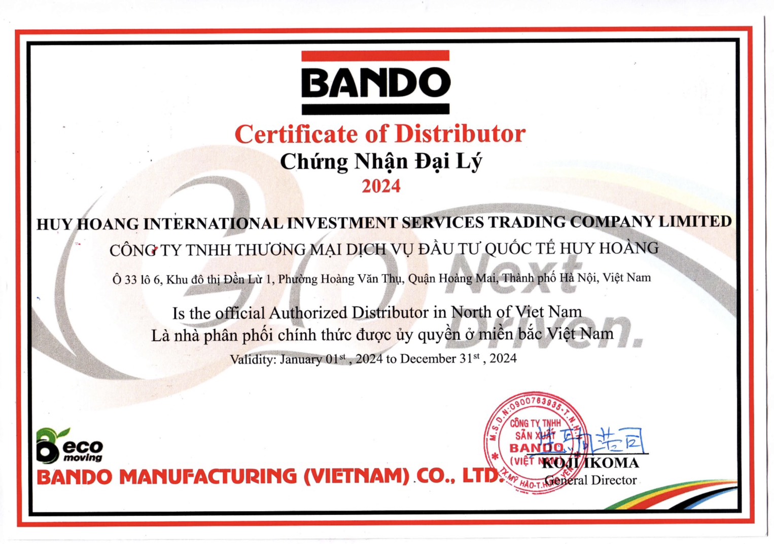 Chứng nhận BANDO 